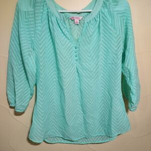 Candie's Aqua Chevron Blouse